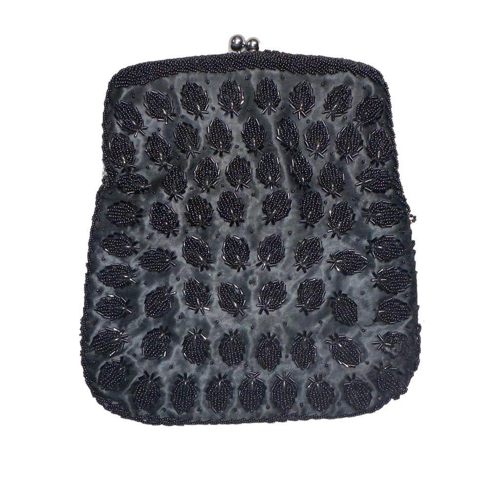 Small Hand Beaded Vintage Hand Held Clutch Pouch Made in Hong Kong